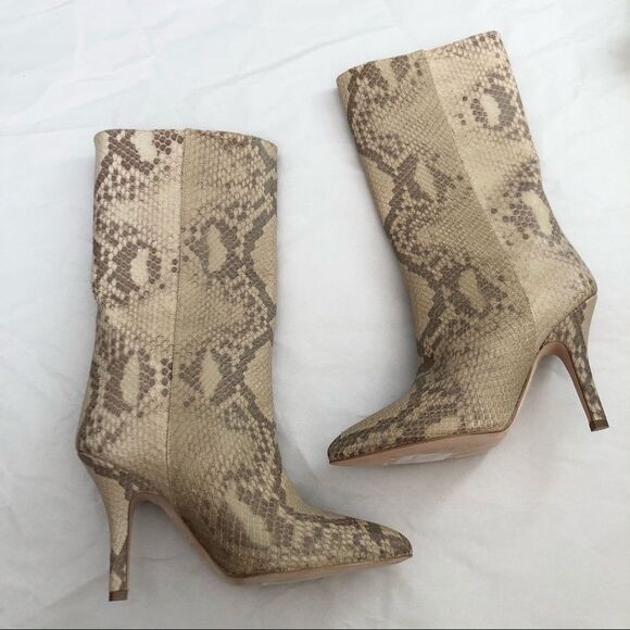 NEW PARIS TEXAS Slip On Leather Boots 36 Snake Print Pointy Toe Boho Western - Picture 3 of 15